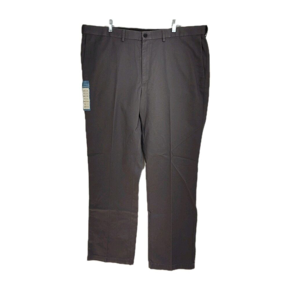 NWT Haggar Straight Fit Khaki Pants Men's 42x32 Gray Straight Leg